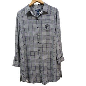 CHAPS Women's Monogrammed Plaid Sleep Shirt Pajama Top Black Purple Size S